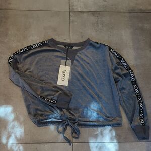 XOXO Grey Velour Sweatshirt Size M